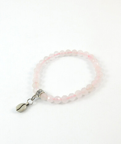 Exclusive bracelet "Coffee mix" Rose quartz facet