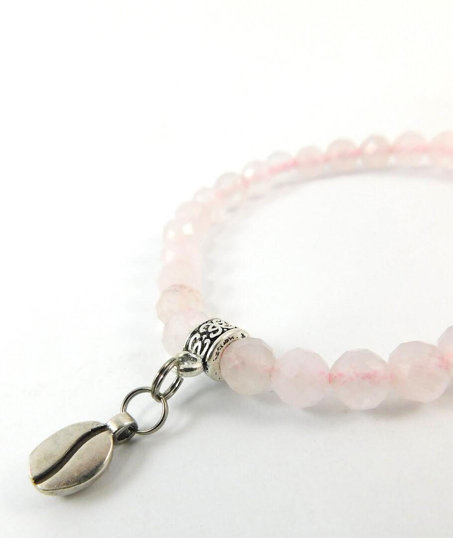 Exclusive bracelet "Coffee mix" Rose quartz facet