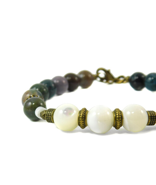 Bracelet "Colors of the Earth" Mother of Pearl, Jasper