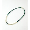 Necklace &quot;Stranger&quot; Pearls, Malachite, silver