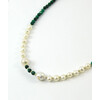 Necklace &quot;Stranger&quot; Pearls, Malachite, silver