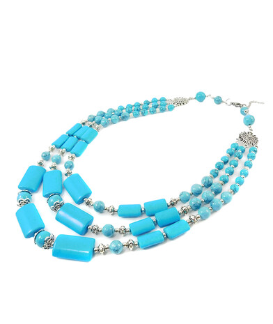 Exclusive necklace "Viki" Turquoise, rectangle, 3 rows