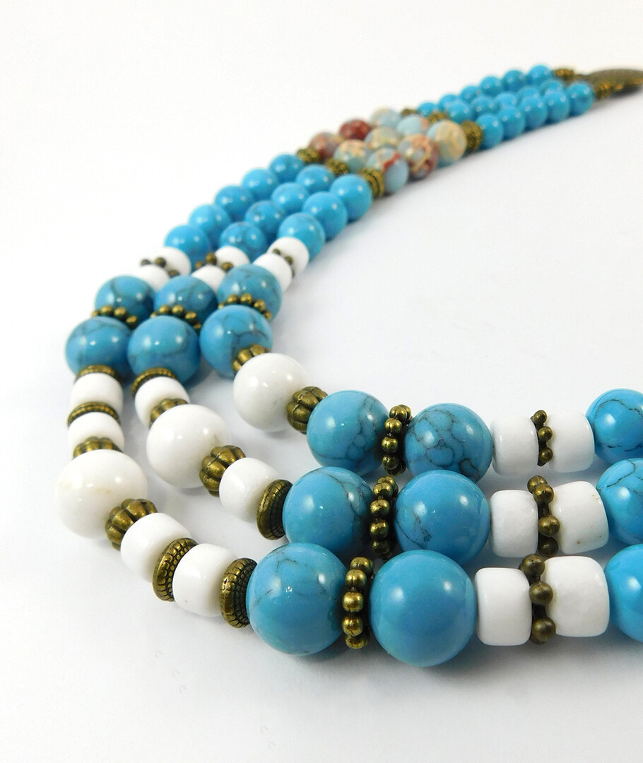 Necklace "North Star" Agate, Turquoise, Variscite