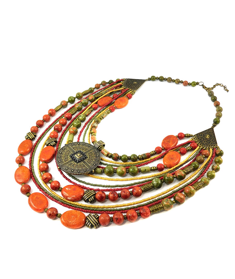 Necklace "Breath of the Earth" Jasper, Coral